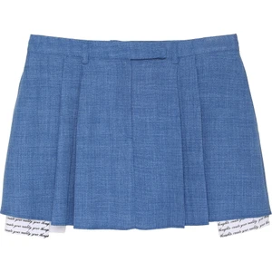 Kumaş Matchli Pileli Mini Etek Indigo
