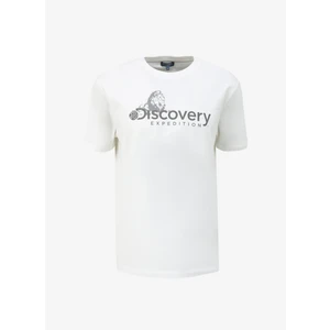 Discovery Expedition Beyaz Erkek Bisiklet Yaka Basic Baskılı T-Shirt D4SM-TST3311