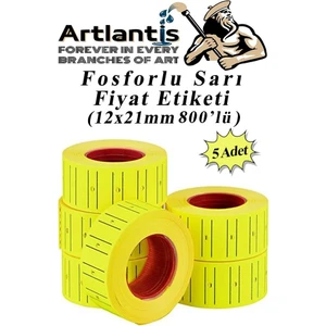 Fiyat Etiketi Sarı 800'LÜ 5 Paket 12X21MM Fosforlu Sarı Fiyat Etiketi MX-5500 M5500 HG979 Motex Etiket Makinesi Yedeğiart
