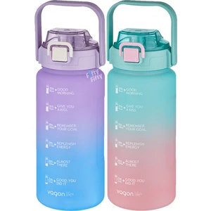 2'li Ekonomik Motivasyon Matara Seti 1500 ml Büyük Boy 4 Farklı Renk Seçeneği Fiftyfifty