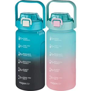 2'li Ekonomik Motivasyon Matara Seti 1500 ml Büyük Boy 4 Farklı Renk Seçeneği Fiftyfifty