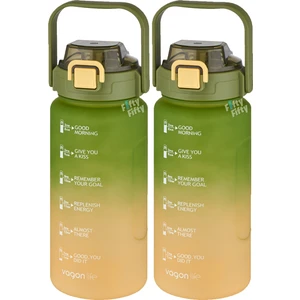 2'li Ekonomik Motivasyon Matara Seti 1500 ml Büyük Boy 4 Farklı Renk Seçeneği Fiftyfifty