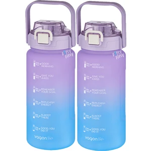 2'li Ekonomik Motivasyon Matara Seti 1500 ml Büyük Boy 4 Farklı Renk Seçeneği Fiftyfifty