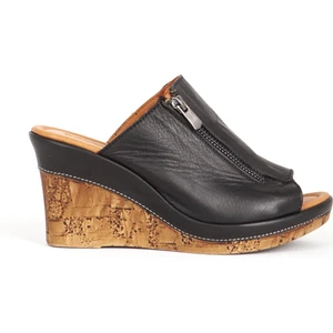 Rc 6137 Gerçek Deri Dolgu Topuk Kadın Terlik