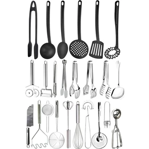 24 Parça Kepçe Spatula Kevgir Mutfak Servis Seti Servis Gereçleri Servis Maşa Takımı Mutfak Ürünleri