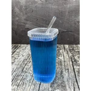 1 Adet Kare Mika (Cam Değildir) Kapaklı Pipetli Pinterest Bardak Soğuk Kahve Meşrubat Bardağı