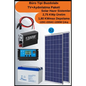 N&D Lighting Büro Tipi Buzdolabı+Tv+Aydınlatma Trenta Solar Paket 2,75KWP