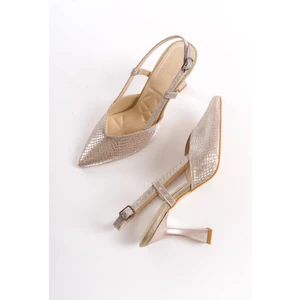 Parpar Altın Dore Kadeh Topuklu Stiletto Abiye Ayakkabı