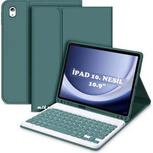M.TK Moveteck Apple İpad 11.Nesil A16 2025/10. Nesil Uyumlu Tablet Klavyeli Kılıf Kablosuz Bluetooth Özellikli Manyetik Standlı Kapak A3354 A3355 A3356
