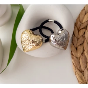 Zd Bellefemme Metal Trend Kalp Gold ve Gümüş Renk  2 Li Kadın Lastik Toka