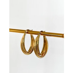 Üçlü Trinity Gold Çelik Oval Küpe