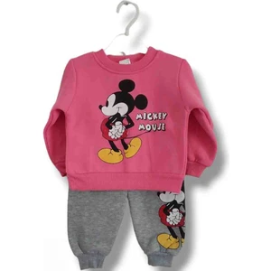 Asil Öztürk Baby & Kids Kız Bebek Çocuk Alt Üst Eşofman Takımı Kışlık 3 Ip Şardonlu Pembe Mickey Minnie Mouse