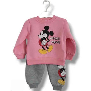 Asil Öztürk Baby & Kids Kız Bebek Çocuk Alt Üst Eşofman Takımı Kışlık 3 Ip Şardonlu Pembe Mickey Minnie Mouse