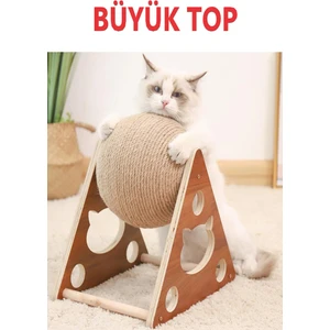Büyük Ahşap Ipli Kedi Oyuncagi Topu Kedi Tırmalaması
