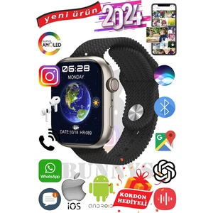 Rabbit Store Apple iPhone 13 Uyumlu Akıllı Saat Watch 9 MAX+2024 45MM Kordon Hediyeli Amoled Ekran