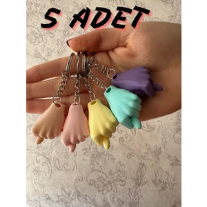 Nah Anahtarlık 5 ADET El Işareti Sevimli El Işareti Anahtarlık Nah Işareti 5 Adet Pembe Sarı Mor Yeşil Ten