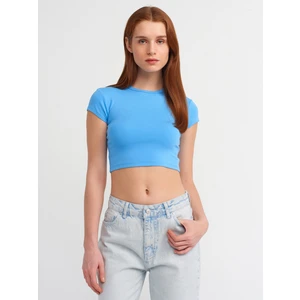 30936 Vücuda Oturan Crop Top-Mavi