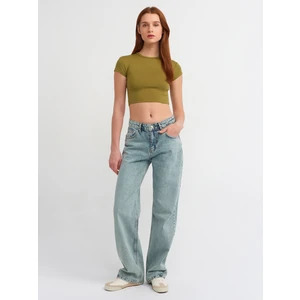 30936 Vücuda Oturan Crop Top-Haki