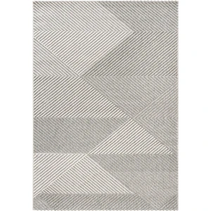 Koza Halı Retro Krem Gri Geometrik Desenli Tozumaz Salon Koridor Balkon Teras Bahçe Oturma Odası Halısı 19270A