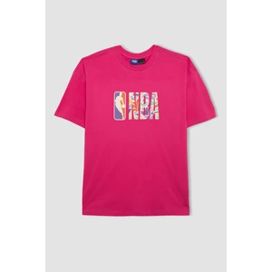 DeFactoFit NBA Wordmark Oversize Fit Bisiklet Yaka Kısa Kollu Kısa Kollu Tişört A1711AX24SM