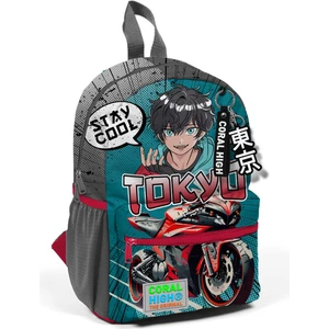 Coral High Minik Yuva Sırt Çantası Gri Nefti Anime Motorsiklet Iki Bölmeli 23564