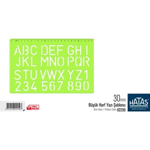 Büyük Harf Yazı Şablonu 30 Mm. No:02259