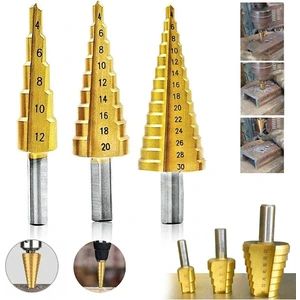 Main Shop 3 Lü Set Matkap Ucu Kademeli Sac Delme Aparatı Hss Titanyum Kaplama (1243)