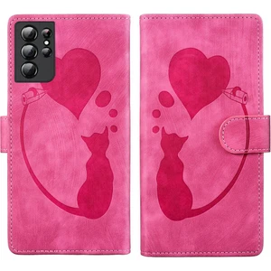 YKD Store Samsung Galaxy S21 Ultra 5g Için Kalem Kalp Kedi Pu Kılıf (Yurt Dışından)