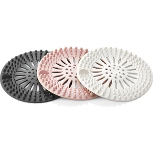 Main Shop 3 Adet Yuvarlak Silikon Lavabo ve Küvet Süzgeci, Lavabo Tıkacı (Antrasit-Pembe-Beyaz)