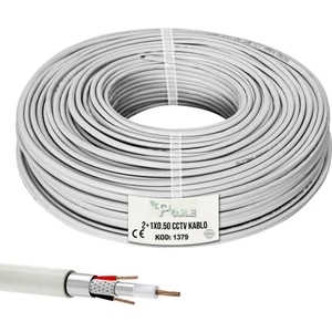 2+1 CCTV 0.50 Kamera Kablosu 20 m Gri PVC Dış Kılıf