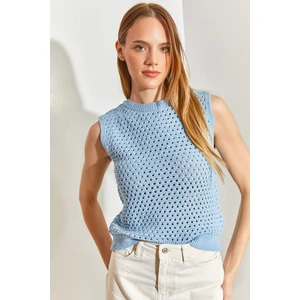 Örgü Desenli Triko Bluz