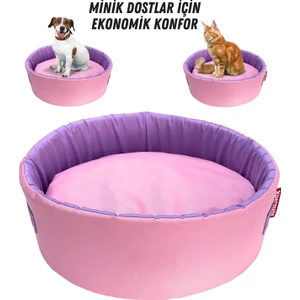 XPERMATE Sünger Simit Küçük Irk Köpek Yatağı Ve Kedi Yatağı 45 cm Pembe Lila