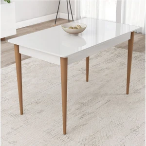 Sar Pakete Lois Beyaz 72X112 Mdf Ahşap Ayaklı Kaliteli Sabit Mutfak Masası