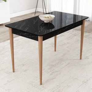 Sar Pakete Lois Siyah Mermer Desen 72X112 Mdf Ahşap Ayaklı Kaliteli Sabit Mutfak Masası