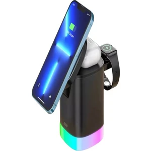 15W Manyetik 3'ü 1 Arada Hızlı Kablosuz Rgb Şarj Cihazı