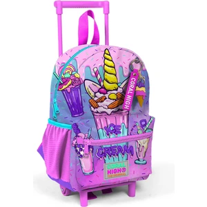 Coral High Minik Yuva Çekçekli Sırt Çantası Pembe Mor Milkshake Dondurma Desenli Iki Bölmeli 24049