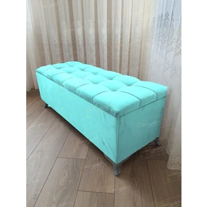 Yeni Model Lüks Çizgi Kapitoneli Sandıklı Puf Bench (60*45) Gümüşayak