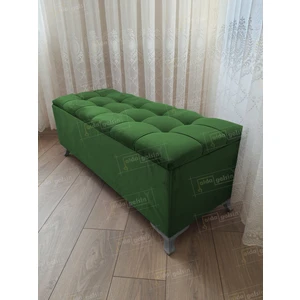 Yeni Model Lüks Çizgi Kapitoneli Sandıklı Puf Bench (60*45) Gümüşayak