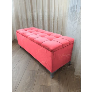 Yeni Model Lüks Çizgi Kapitoneli Sandıklı Puf Bench (60*45) Gümüşayak