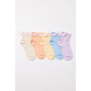 Kız Çocuk Kanat Aksesuar Detaylı 5'Li Soket Çorap