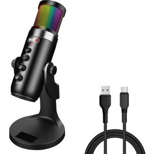 Hype USB RGB Oyuncu ve Yayıncı Mikrofonu (Kayıt Gaming Tiktok Twitch Discord Youtube Canlı Yayın)