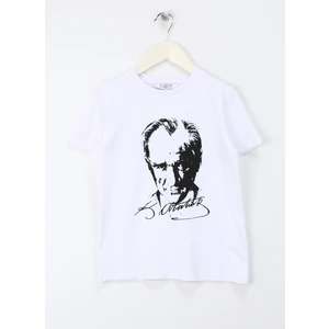 Baskılı Beyaz  Çocuk T-Shirt Msa-24