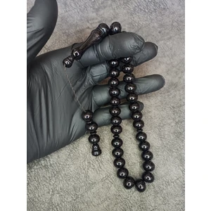 Mos Tesbih Tekerlek Kesim Siyah Toz Kehribar Tesbih