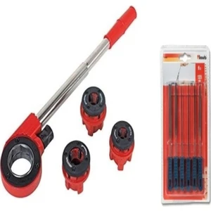 Çantalı Boru Diş Açma 1/2-1' 3/4 Set Kollu Pafta Takımı Seti Kwb Mini Eğe Seti Dahil