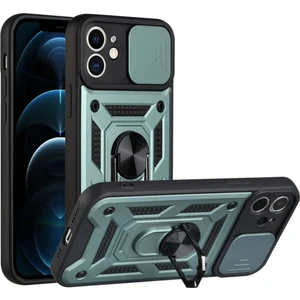 Apple iPhone 11 Kılıf Sürgülü Kamera Korumalı Yüzüklü Zırhlı Telefon Kılıfı