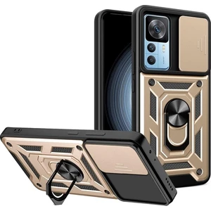 Xiaomi Mi 12T Pro Kılıf Sürgülü Kamera Korumalı Yüzüklü Zırhlı Telefon Kılıfı