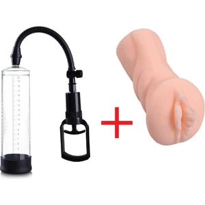 Lolita Shop Vakum Tetikli Uzatıcı Kalınlaştırıcı Penis Pompası+Gerçekçi Doku Hissiyatı Mastürbatör Suni Vajina