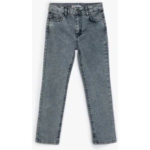 Kot Pantolon Ayarlanabilir Lastikli Pamuklu - Slim Jean