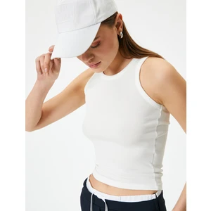 Fitilli Basic Üst Yuvarlak Yaka Viskoz Kumaş Slim Fit