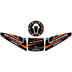 GP Kompozit KTM 250 Adventure 2020-2024 Uyumlu Tank Pad Seti Siyah-Turuncu